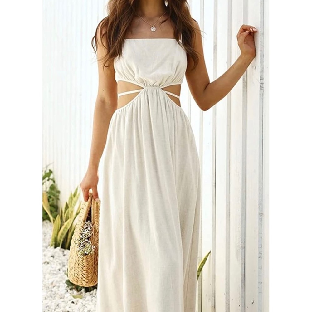 Apricot Spaghetti Dress with Cut-Outs